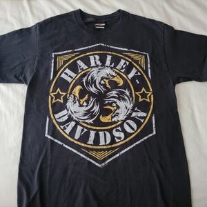 Harley-Davidson Black and Gold Short Sleeve Tee